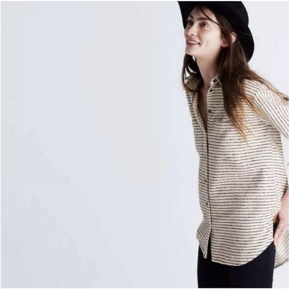✨Madewell Flannel Oversized Ex-Boyfriend Sz XS Shirt in Mick Striped✨ - Picture 3 of 10